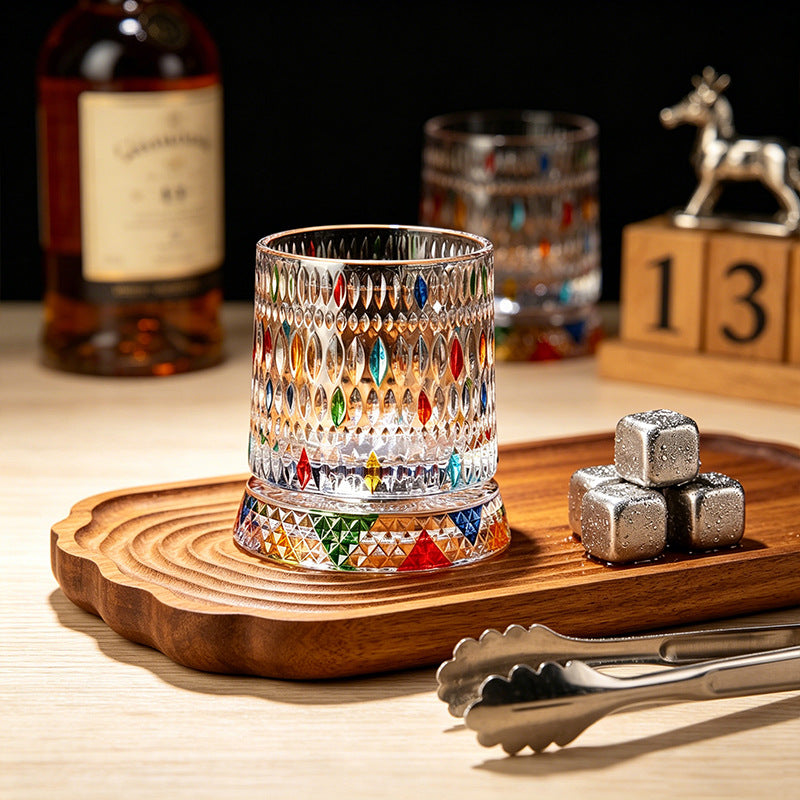 🥃【270ml】💎Vaso de whisky giratorio 360°, vaso de licor antiestrés pintado