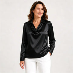 🔥【S-3XL】【40-100 kg】✨Camisa de solapa estampada de color sólido para mujer
