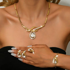 💖🔥【Anillo + Pulsera + Pendientes + Collar】✨Conjunto de joyas de estilo bohemio, creativo y único, de estilo minimalista.