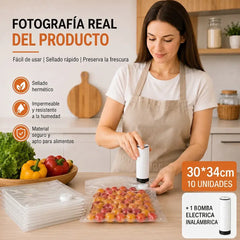 🌬️ Kit de bolsas de conservación al vacío para nevera con bomba de aire – Grado alimenticio, ahorra espacio y mantiene la frescura 🧊
