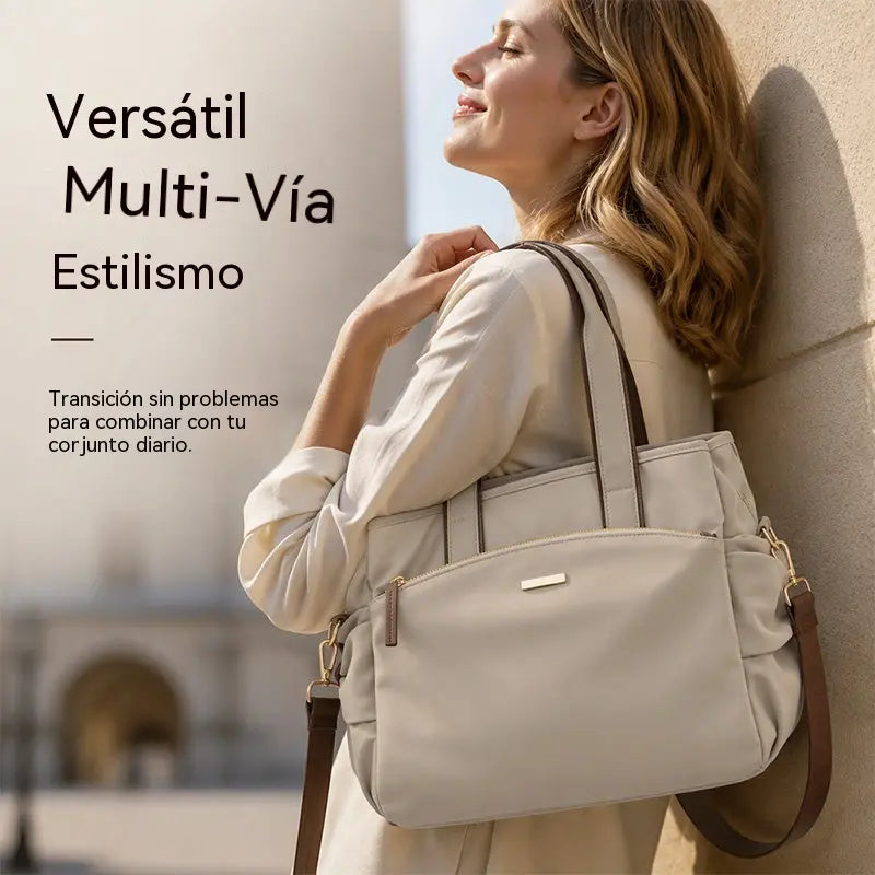 📢📢 ¡50% DE DESCUENTO! 👜 Bolso tote informal de lona para mujer de gran capacidad con bolsillos laterales plisados.
