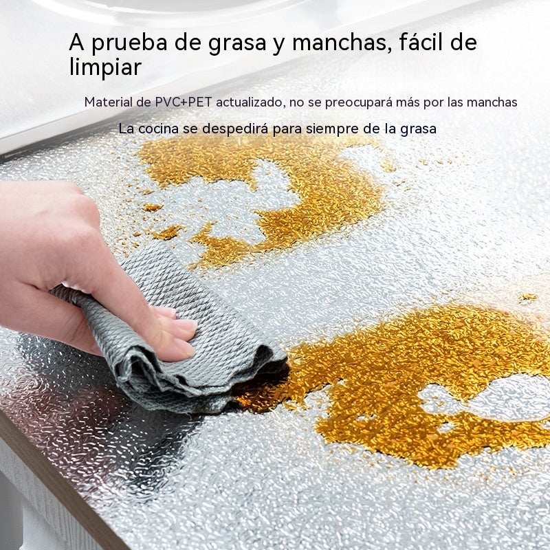 【40cm*5m】🛡️ Lámina Adhesiva de Aluminio Removible – Antigrasa, Resistente al Calor y Fácil de Limpiar