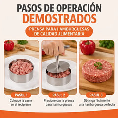 🍔 【Compra 1 y llévate 1 gratis】Molde prensador de acero inoxidable – Herramienta multiusos para hamburguesas, albóndigas, onigiri y empanadas ✨