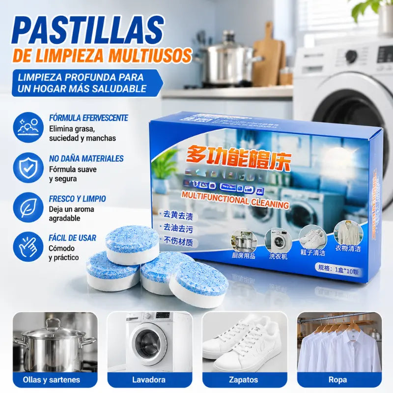 ✨【Limpieza rápida】🔥4 cajas(40 piezas)🔥Pastillas de limpieza efervescentes multifuncionales para el hogar