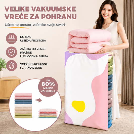 🧳【Set od 5 dijelova】💨 Velika, stlačiva vakuumska vrećica za pohranu: nije potrebna pumpa, nepropusna je i idealna za uštedu prostora u koferima i kod kuće ✈️