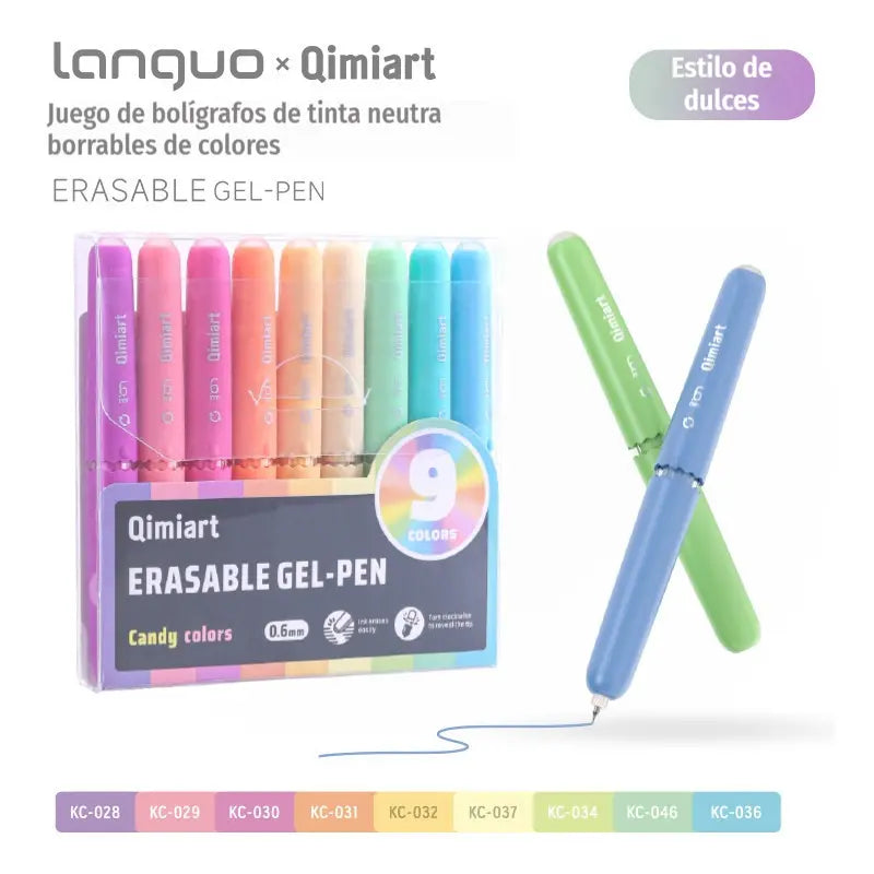 🖊️✨ Set de 9 Bolígrafos de Gel Borrables | Colores Surtidos para Dibujo, Notas y Scrapbooking 🎨