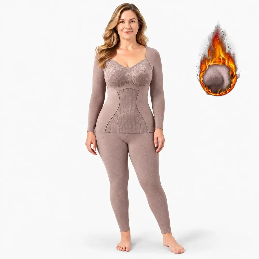 【M-2XL】Conjunto de ropa interior térmica de invierno para mujer: aislante, grueso, con inserciones, de calentamiento rápido, para otoño e invierno.