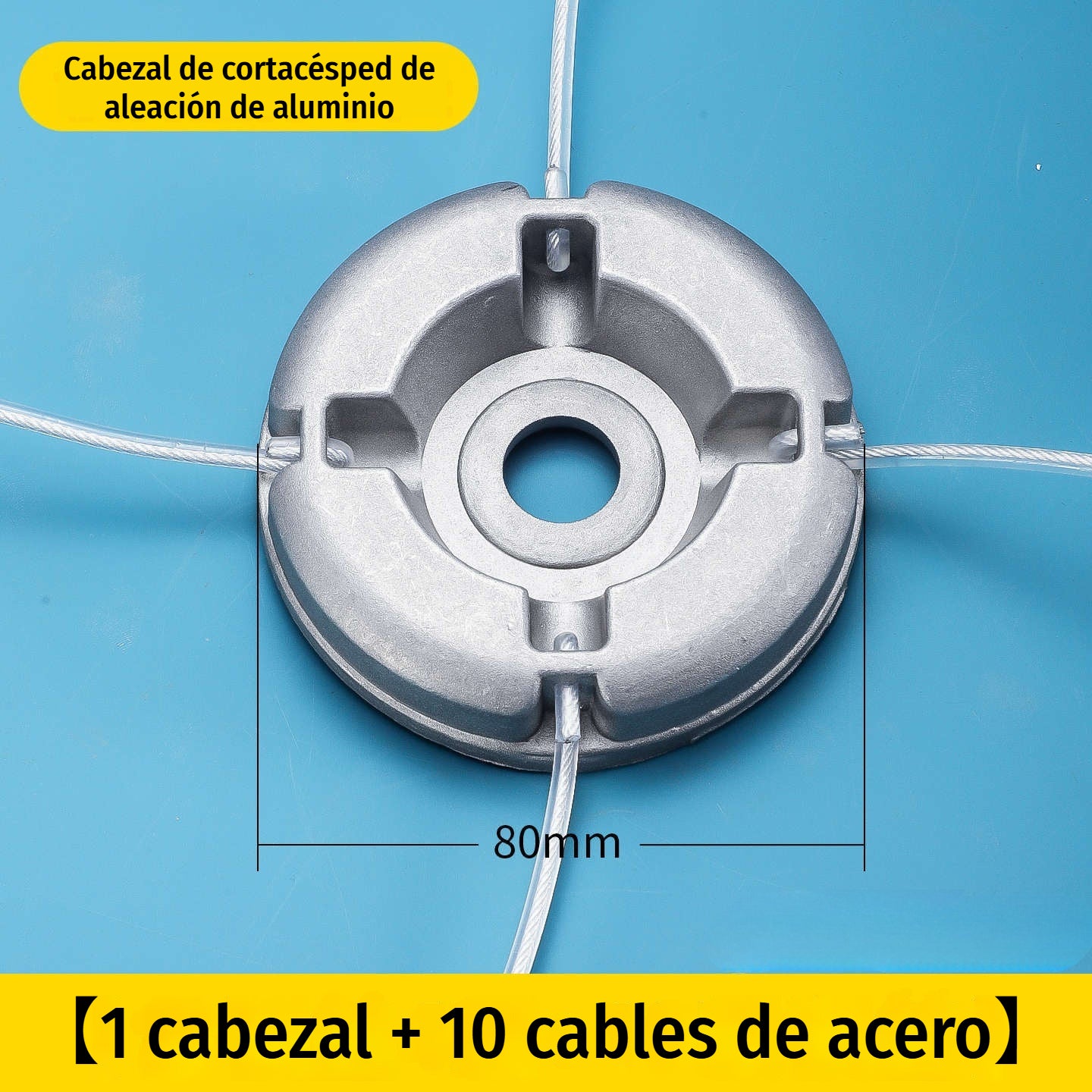 🔥✨【1 cabezal + 10 cables de acero】🔥 Cabezal de repuesto para desbrozadora/cortacésped – Compatible con hilo de nailon o cable de acero 🌿✂️⚙️