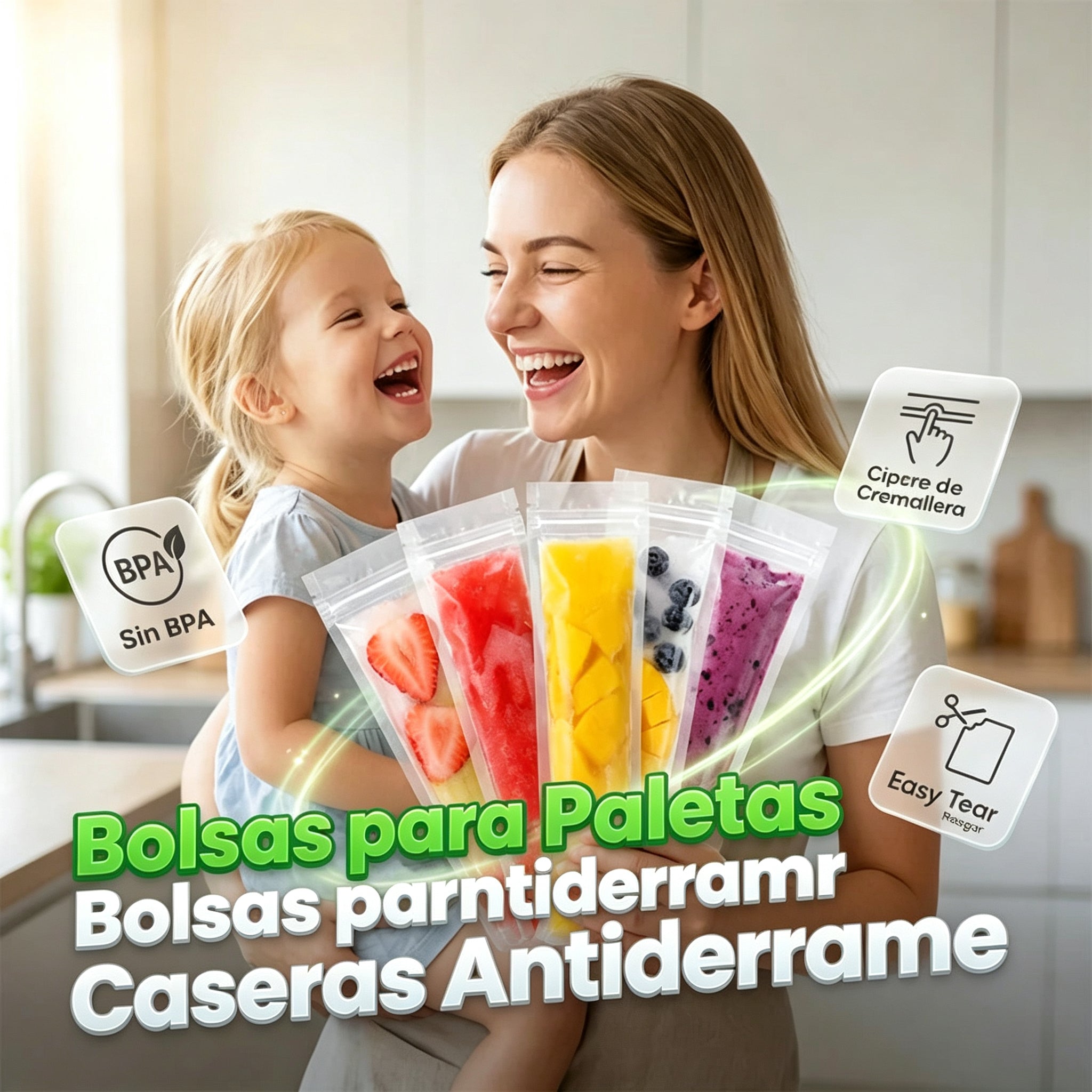 🍓【200 unidades + embudo plegable】⏰⏳Bolsas para paletas heladas DIY con cierre hermético: reutilizables, fáciles de rellenar, paletas heladas saludables para niños en verano 🍦✨