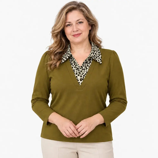Ženska košulja dugih rukava (M-5XL) - Dvoslojni dizajn, prikladna za jesen, dostupne sve veličine, savršena za majke, elegantna i sofisticirana.