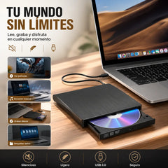 📢📢¡50% de descuento! 💿💻 Lector de CD/DVD Externo – Plug & Play, Portátil y Compatible con Mac/Windows