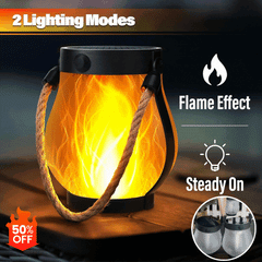🏆【🔥Venta caliente】Lámpara de llama solar, farol de cuerda de cáñamo, decoración para jardín