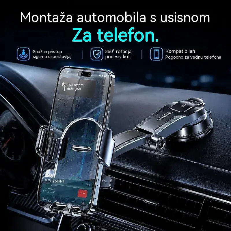 🚗📱 Držač za telefon za automobil s dvostrukim vakuumskim čašicama | 400x stabilnije, sigurnije pričvršćivanje i automatsko zatvaranje