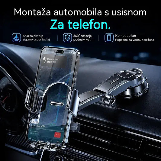 🚗📱 Držač za telefon za automobil s dvostrukim vakuumskim čašicama | 400x stabilnije, sigurnije pričvršćivanje i automatsko zatvaranje