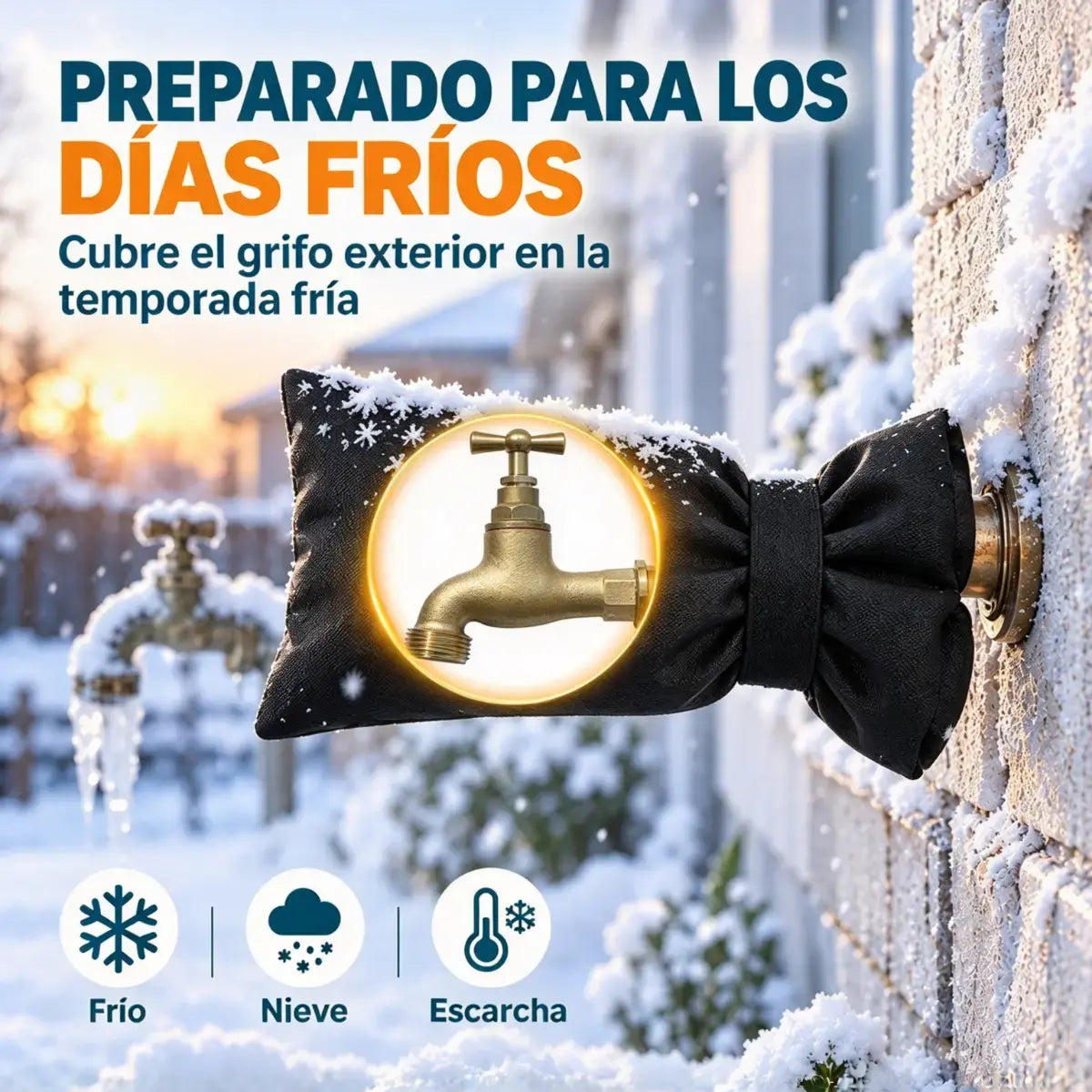 🧊【4 piezas】🚰 Funda Anticongelante para Grifos de Exterior | Aislamiento Térmico Grueso y Impermeable | Protección contra Heladas en Jardín y Terraza ❄️