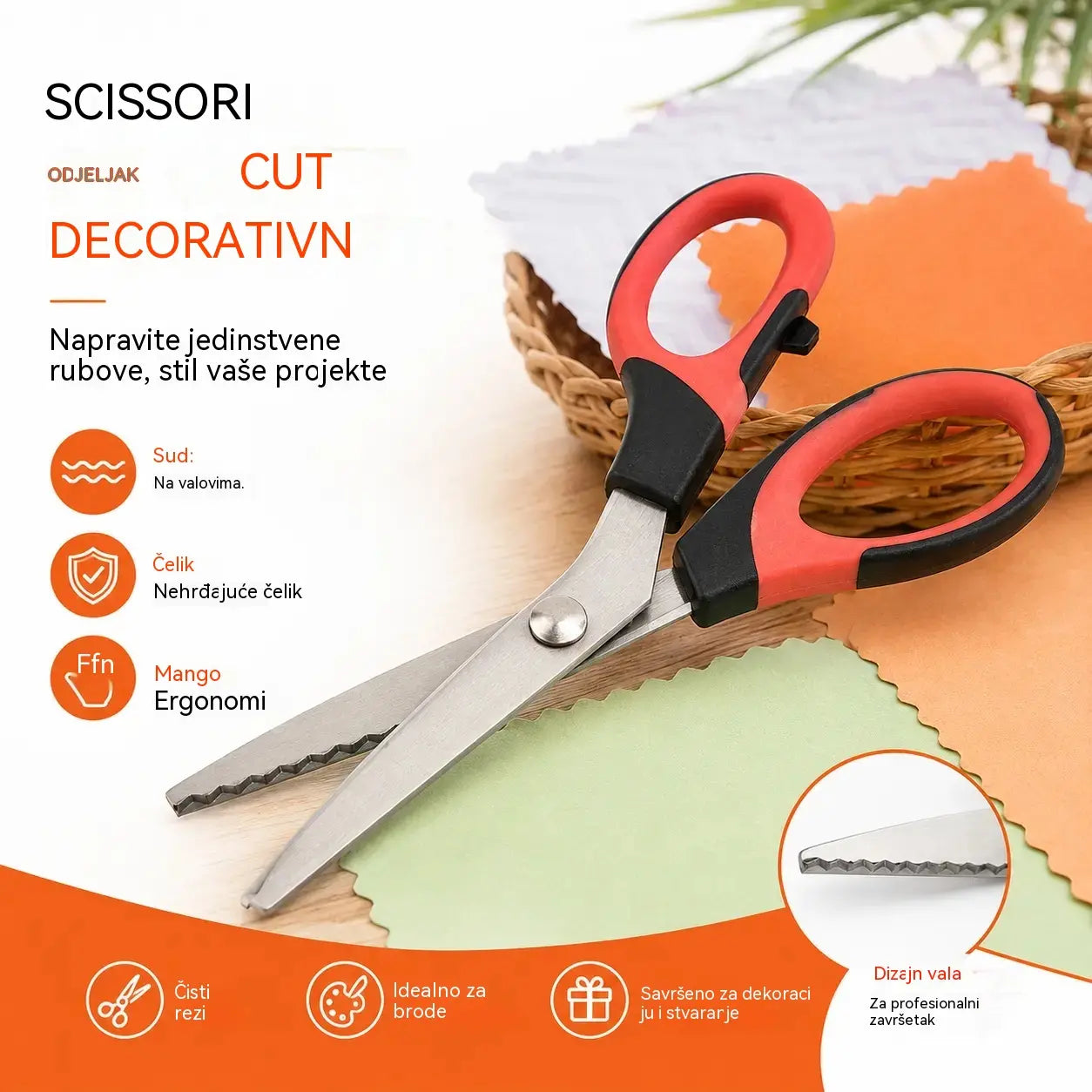 ✂️ Višenamjenske škare za rezanje s cik-cak oštricom – za tkaninu, papir i rukotvorine 🧵