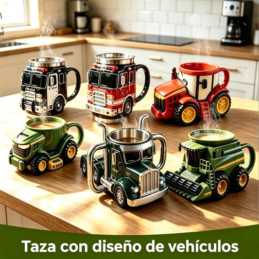 🚛☕ Taza 3D con forma de vehículo – Interior de acero inoxidable, regalo creativo para amantes de la mecánica ✨🔧