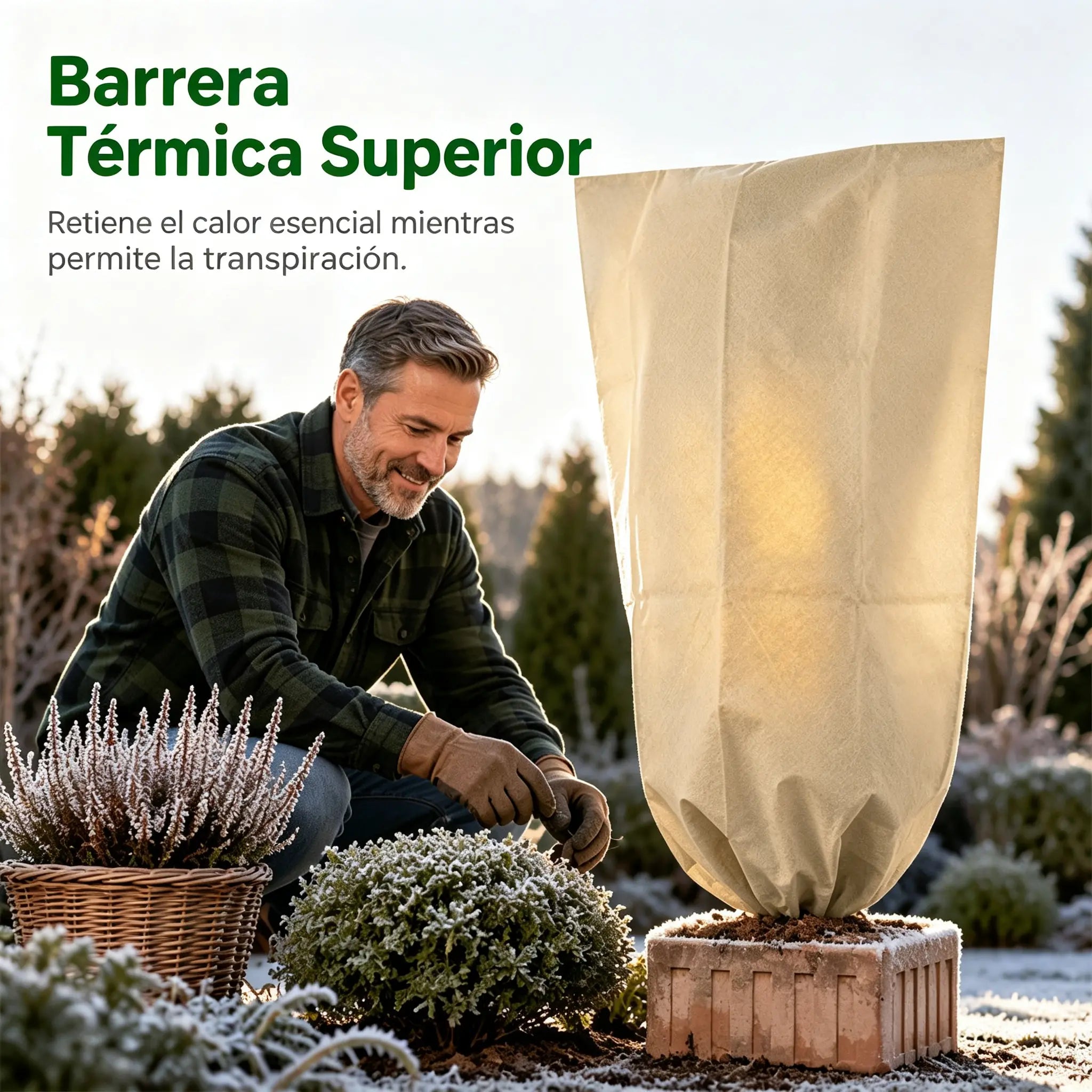 🧊【Juego de 3 piezas】🌱 Funda Antiescarcha para Plantas 60×80 cm – Tejido No Tejido con Cierre de Cremallera y Cordón Ajustable, Protege tus Cultivos del Frío 🔒