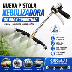 💦💦Nueva pistola pulverizadora de área amplia con niebla fina de cuatro cabezales en forma de abanico de acero inoxidable a prueba de óxido