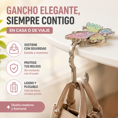 🦋👜【Compra uno y llévate otro gratis】Gancho plegable para bolso con forma de mariposa colorida