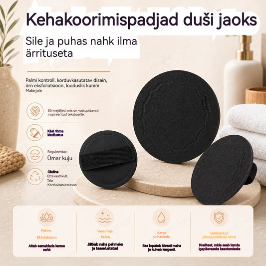 4 tk 26€🚿 Kehakoorimispadjad duši jaoks 🧖‍♀️✨ Sile ja puhas nahk ilma ärrituseta