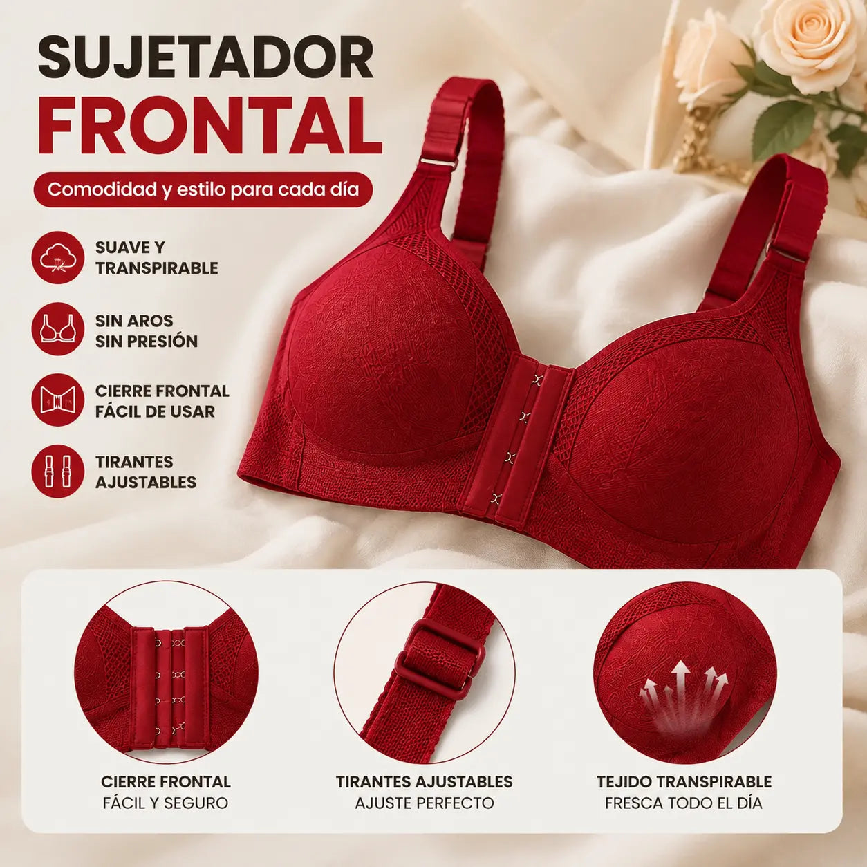 ❤️【Paquete de 3】⭐【40-90KG】Sujetador push-up de alta calidad, sin costuras, moderno y sexy, previene la flacidez