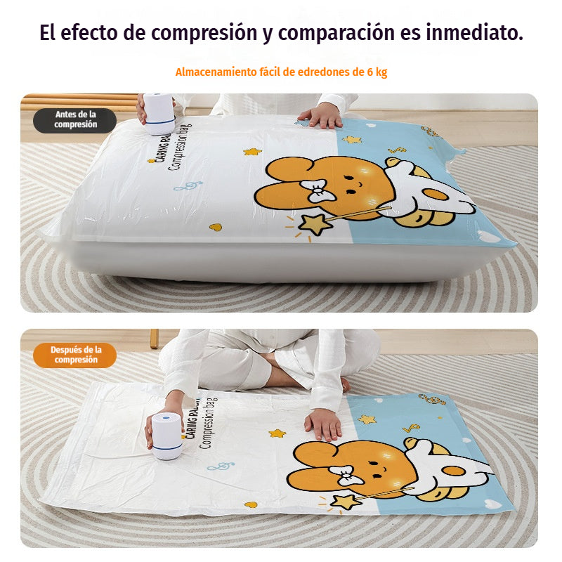 🧳【Juego de 5 piezas】💨 Bolsa de almacenamiento al vacío grande y compresible: no requiere bomba, es a prueba de fugas e ideal para ahorrar espacio en maletas y en casa ✈️