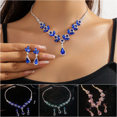 💎Nuevo conjunto de collar y pendientes de diamantes en forma de lágrima