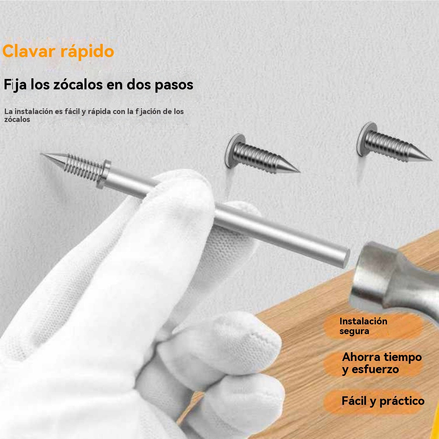 🚪Clavos de garra bidireccionales sin dejar rastro📌Específicos para zócalos de madera maciza ✅Instalación sin dejar rastros 📍Doble punta para evitar que se aflojen 🔨Universal para carpinteros