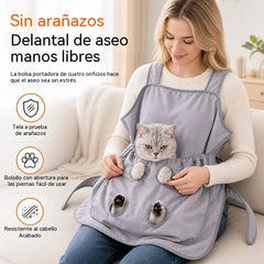 🐕1 piezas 26 euro🐈Delantal para mimar mascotas (resistente al pelo) con aberturas para las piernas, ideal para sostener gatos🥻