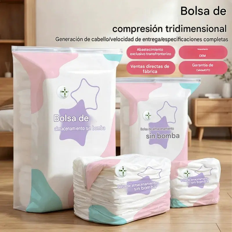 30%OFF🧳【Juego de 5 piezas】💨 Bolsa de almacenamiento al vacío grande y compresible: no requiere bomba, es a prueba de fugas e ideal para ahorrar espacio en maletas y en casa ✈️