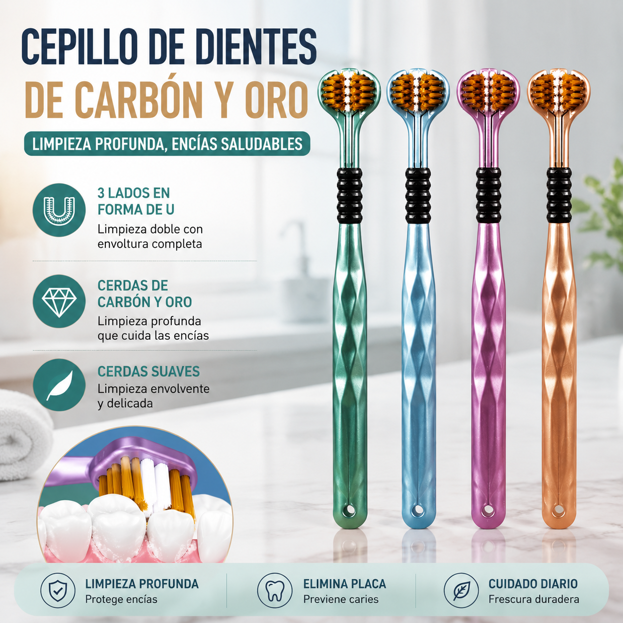 🔥Compre 6 y obtenga 6 gratis（12 piezas）Cepillo de dientes triple de limpieza multiángulo