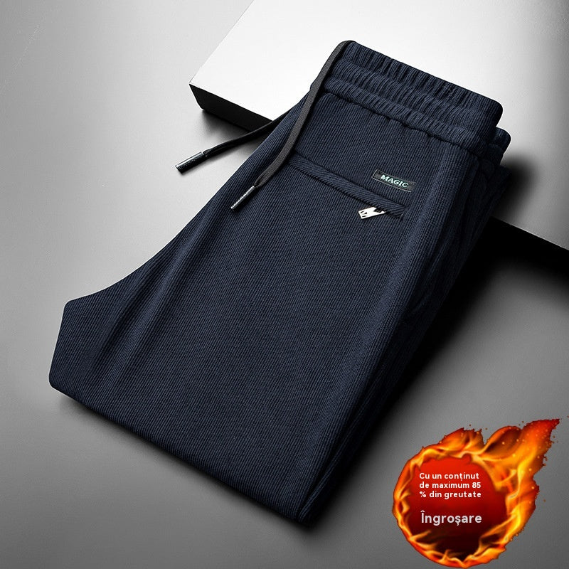👖【L-5XL】Terciopelo de otoño e invierno más pantalones deportivos de terciopelo para hombre, pantalones casuales sueltos