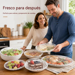 【200 piezas】Film transparente desechable, ideal para recipientes y alimentos. Se ajusta perfectamente, ofrece un buen sellado y es fácil de usar.