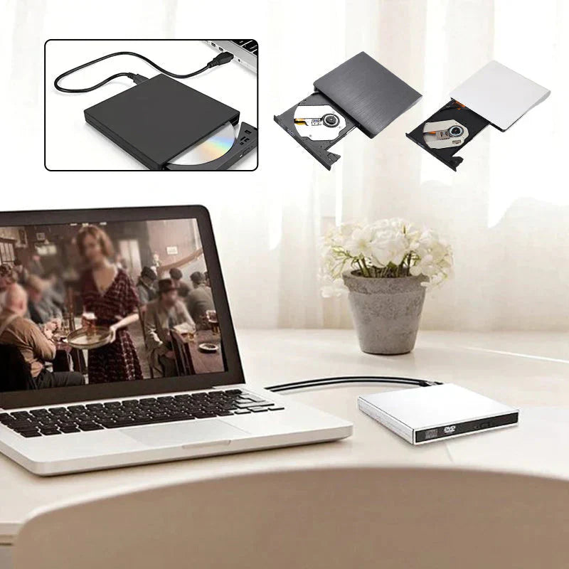 💿💻 Lector de CD/DVD Externo – Plug & Play, Portátil y Compatible con Mac/Windows