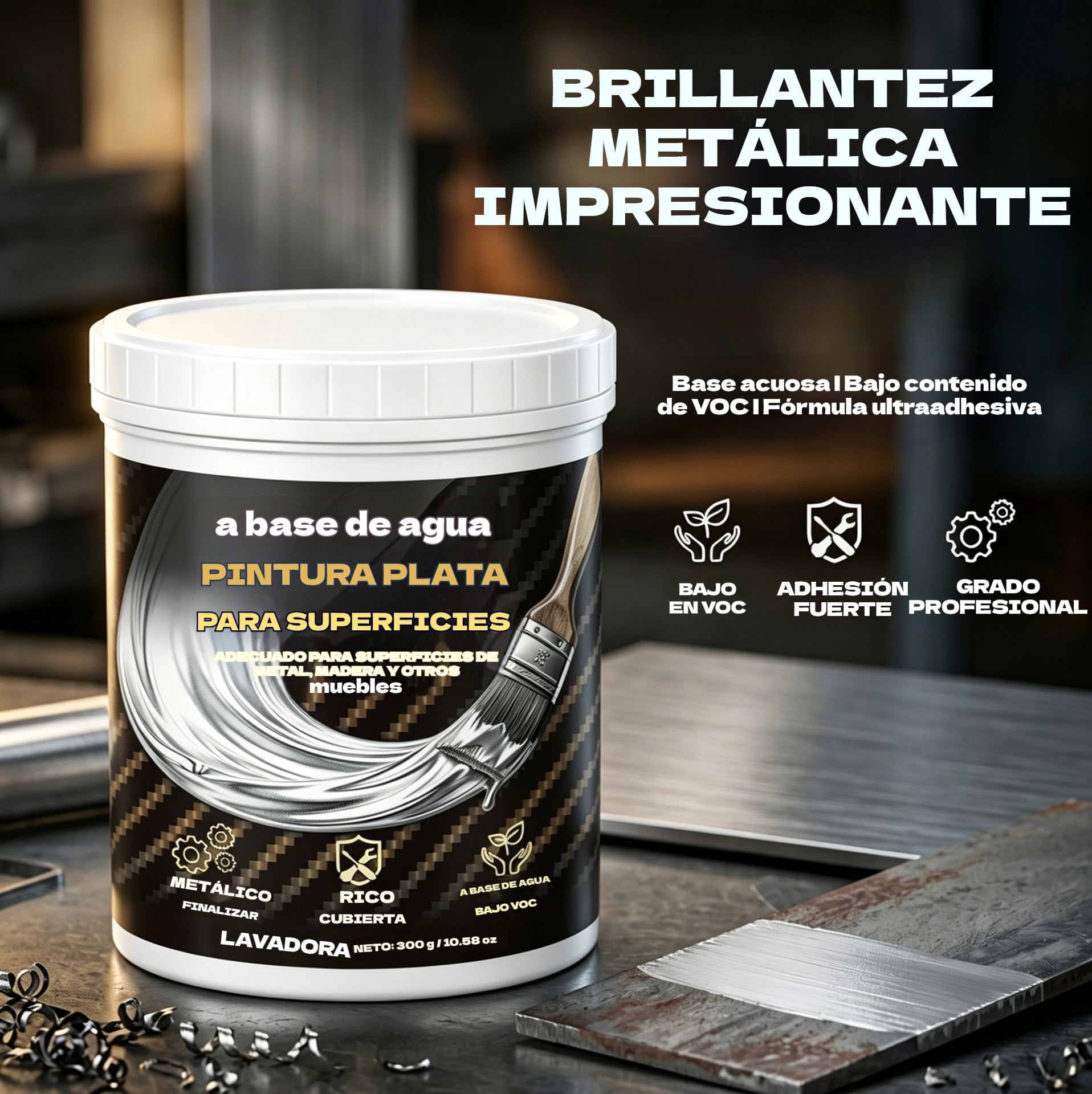 Pintura plateada al agua para reacondicionamiento mecánico.