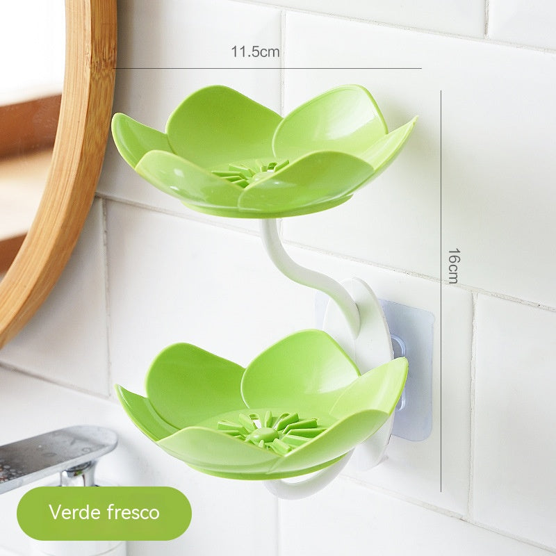 [2 piezas 26 euro] Jabonera con forma de loto, sin necesidad de taladrar, de montaje en pared, con doble capa y escurridor.