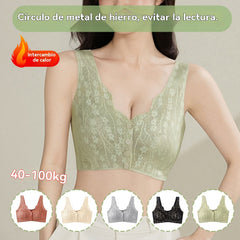 【Juego de 2 piezas】😍【M-4XL】Sujetador sin aros para mujer con botones frontales ❤️【40-100 kg】