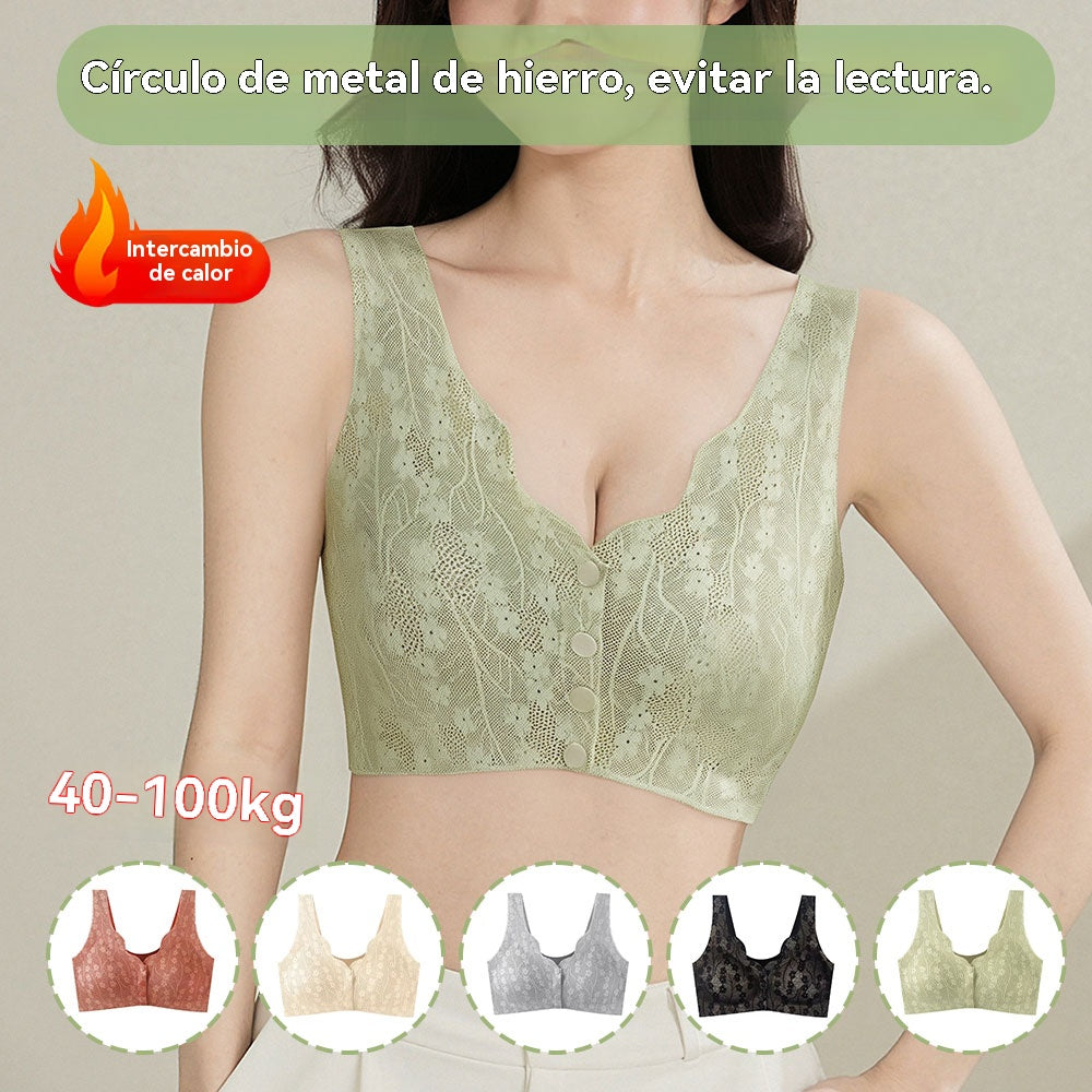 【Compre 1 y obtenga 1 gratis】😍【M-4XL】Sujetador sin aros para mujer con botones frontales ❤️【40-100 kg】