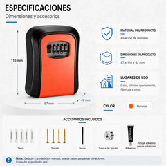 🔐 Caja fuerte para llaves con cerradura de combinación: antirrobo, impermeable, se puede instalar en la puerta sin taladrar 🏠