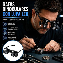 🔍 Lupa de cabeza 24X con LED – Gafas de aumento portátiles para reparación de relojes, soldadura de componentes electrónicos y móviles 💡
