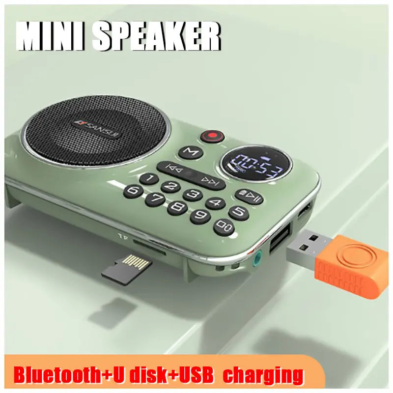 【💥Poslední den, sleva 50 %!】✨Přenosné rádio s Bluetooth, hudební přehrávač, podporuje paměťové karty a USB flash disky.