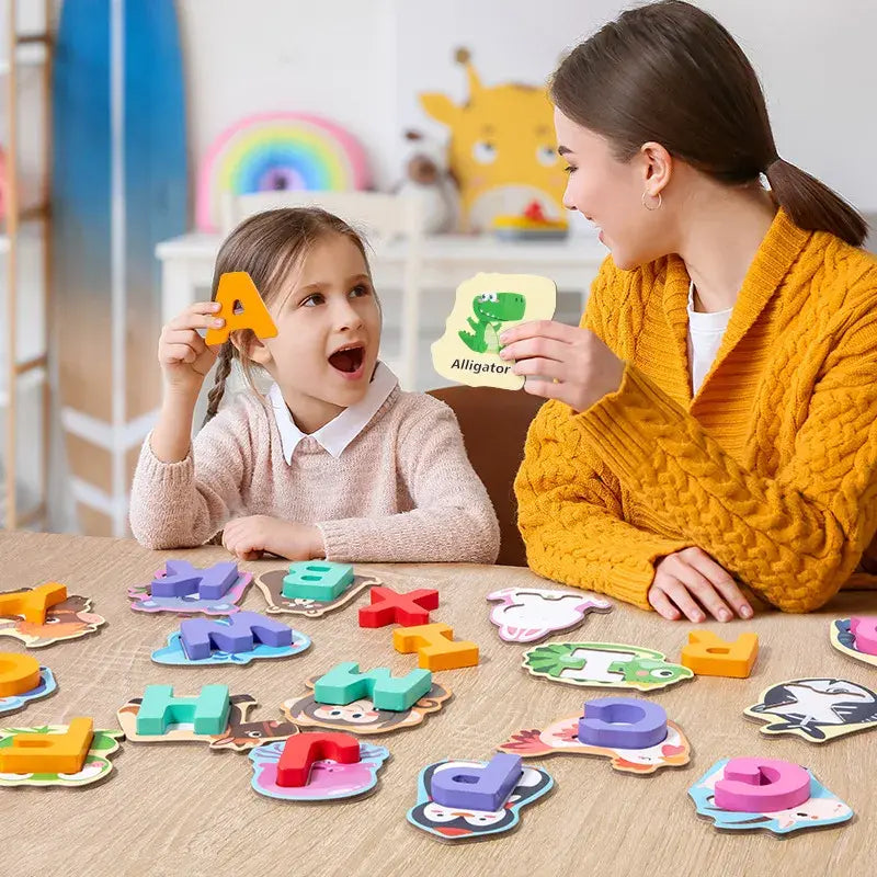 🎁👶1 juego 39 euro ⏰ Juguete de madera con letras y animales – 26 piezas, educativo y divertido ✨
