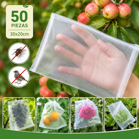 🔥【50 piezas（30x20cm）】Red de insectos para moscas de frutas, red de protección de árboles de paisaje para pájaros, bolsas de red de jardín para proteger flores, plantas, frutas, verduras
