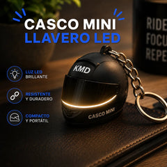 🏍️✨【Compra uno y llévate otro gratis】Llavero mini casco de motocicleta con luz LED