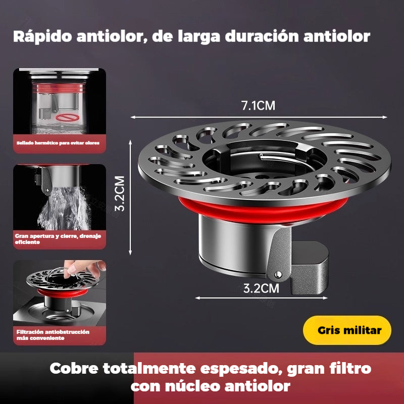 🔥¡Compra 1 y llévate 1 GRATIS!（2 piezas）🔥 Desagüe universal de latón para suelo con núcleo desodorizante antiolor 🚿✨