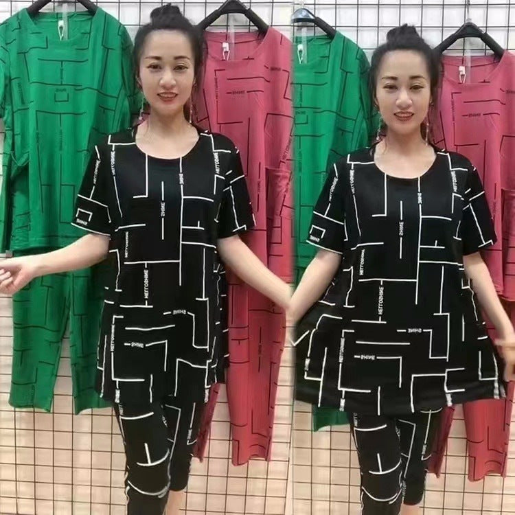 【30% DE DESCUENTO】【Top + Pantalón】🔥Compra 1 y llévate 1 gratis🔥Traje de manga corta para mujer, nuevo estilo 2025, informal, para mujeres de mediana edad y mayores