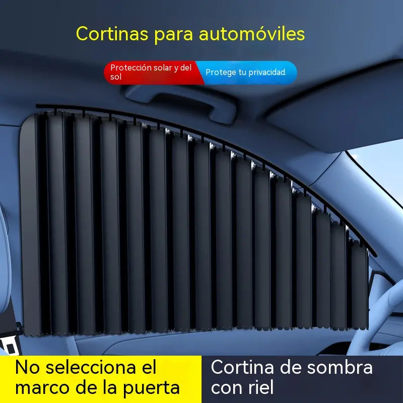 【Juego de 4 piezas】Cortina parasol con riel deslizante para ventana de coche y aislamiento térmico