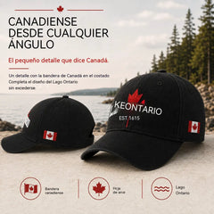 🧢🍁Gorra de béisbol retro ajustable con bordado de hoja de arce junto al lago
