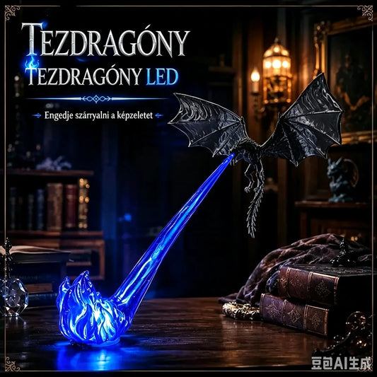 🐉🔥 3D tűzokádó sárkány LED fény | Fantázia világító könyvespolc dekoráció